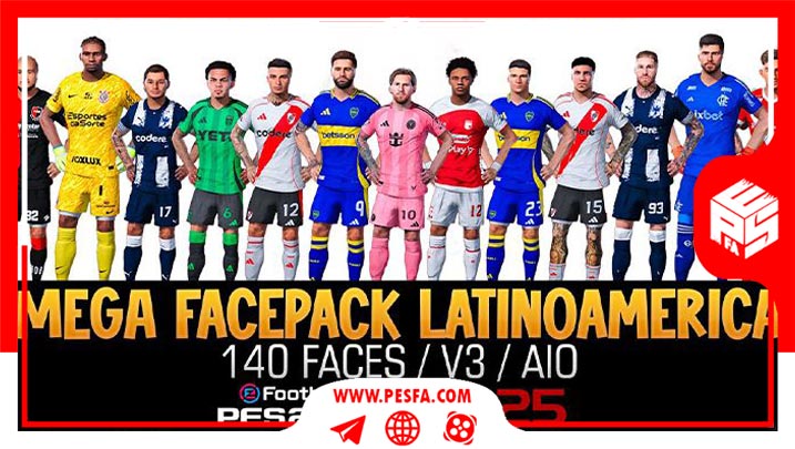 دانلود فیس پک Latino Americano 2025 برای PES 2021